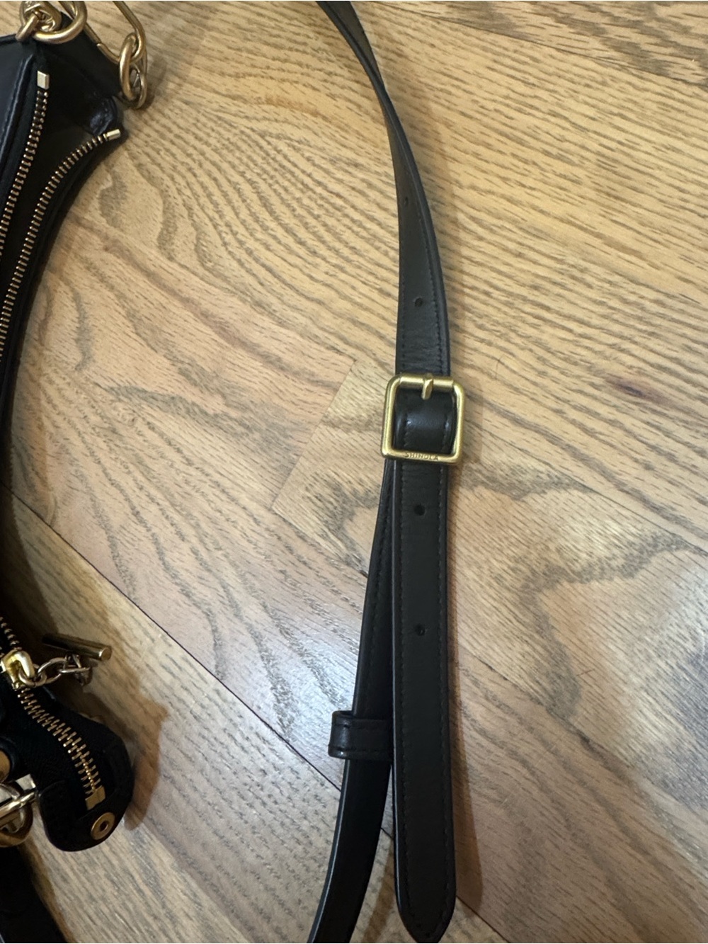 Tory Burch Black Leather crescent Shoulder Bag or crossbody with Gold Hardware - Picture 12 of 14